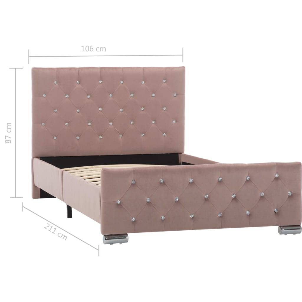 vidaXL Bettgestell Rosa Samt 100x200 cm