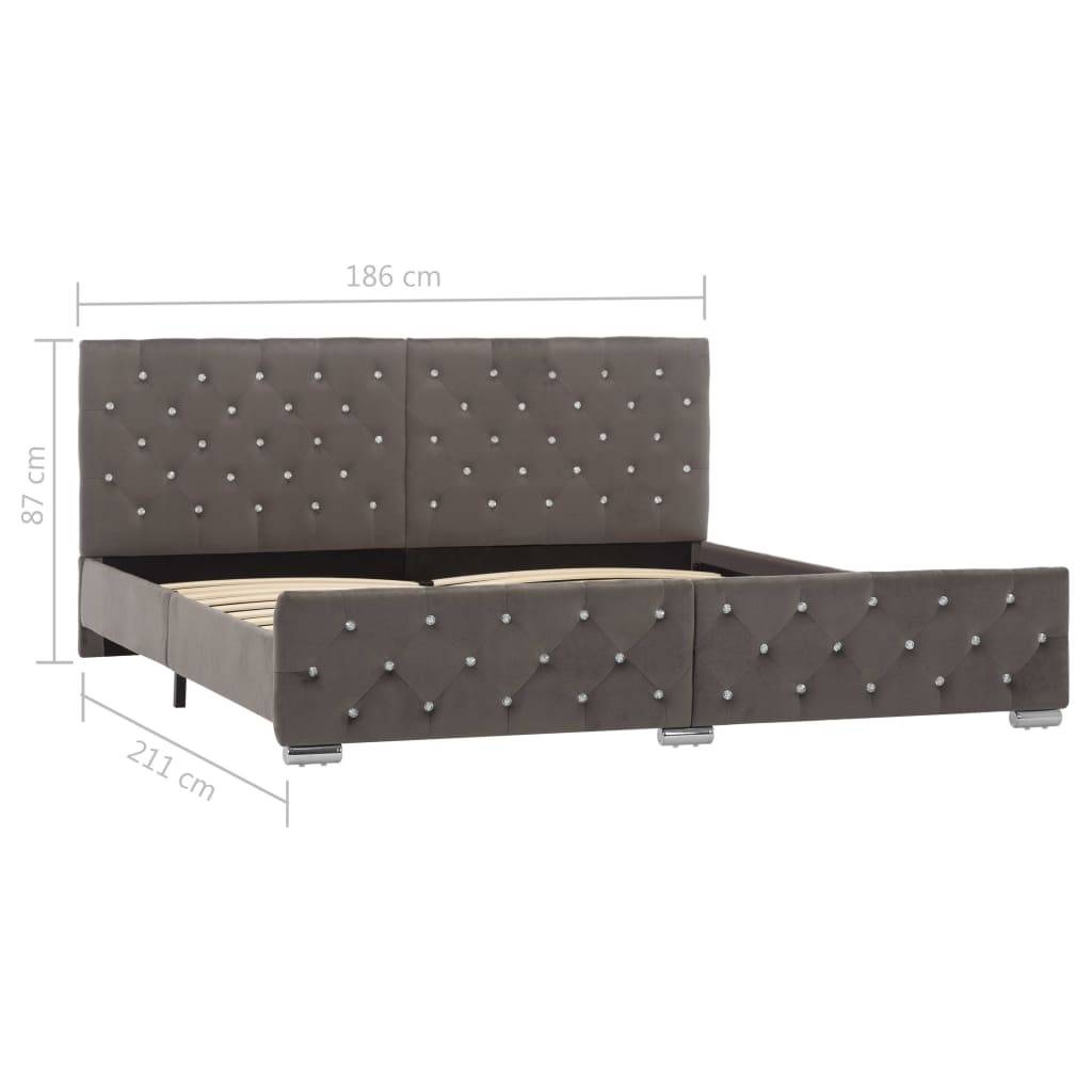 vidaXL Bettgestell Grau Samt 180x200 cm