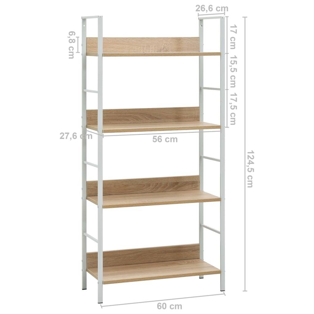 vidaXL Bücherregal 4 Regalböden Eiche 60×27,6×124,5 cm Holzwerkstoff