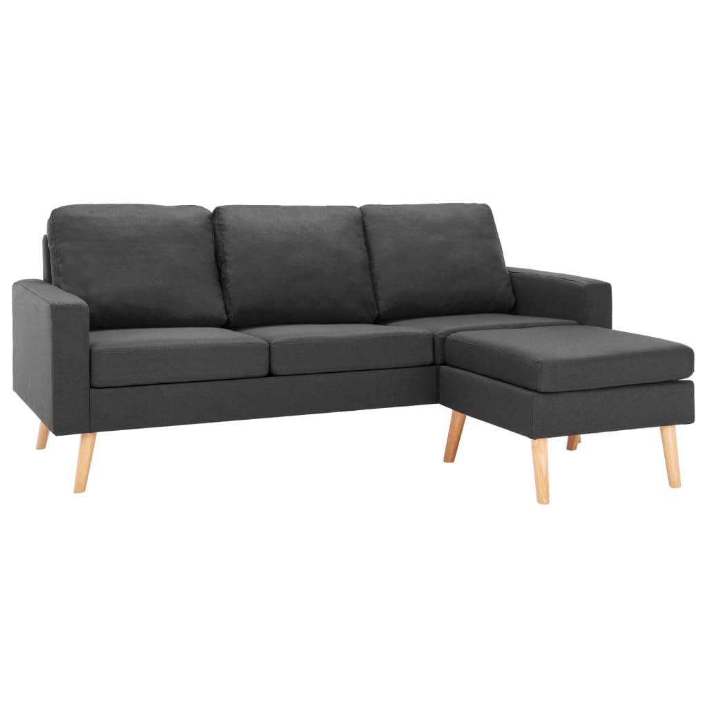 vidaXL 3-Sitzer-Sofa mit Hocker Dunkelgrau Stoff