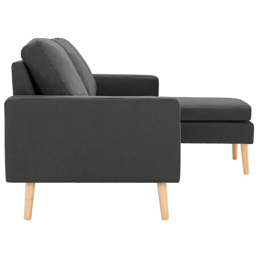 vidaXL 3-Sitzer-Sofa mit Hocker Dunkelgrau Stoff