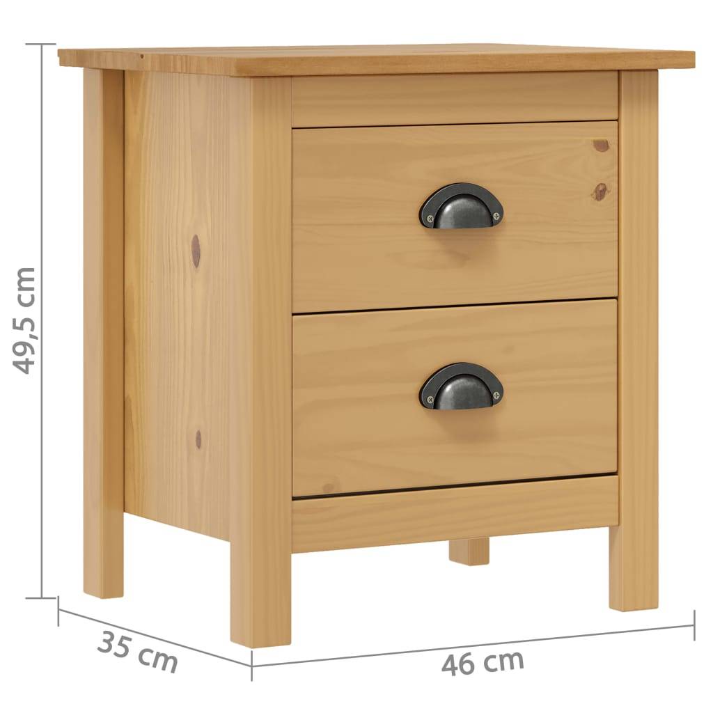 vidaXL Nachttisch Hill 46x35x49,5 cm Massivholz Kiefer