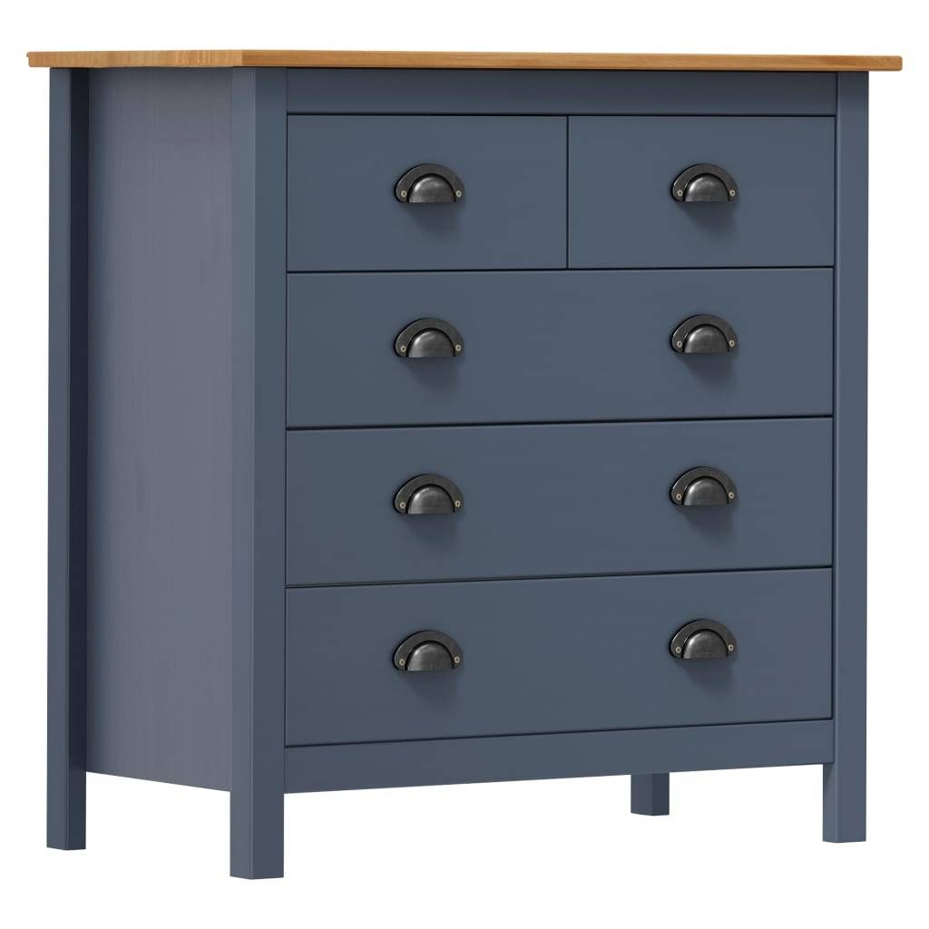 vidaXL Sideboard Hill Grau 79x40x80 cm Massivholz Kiefer