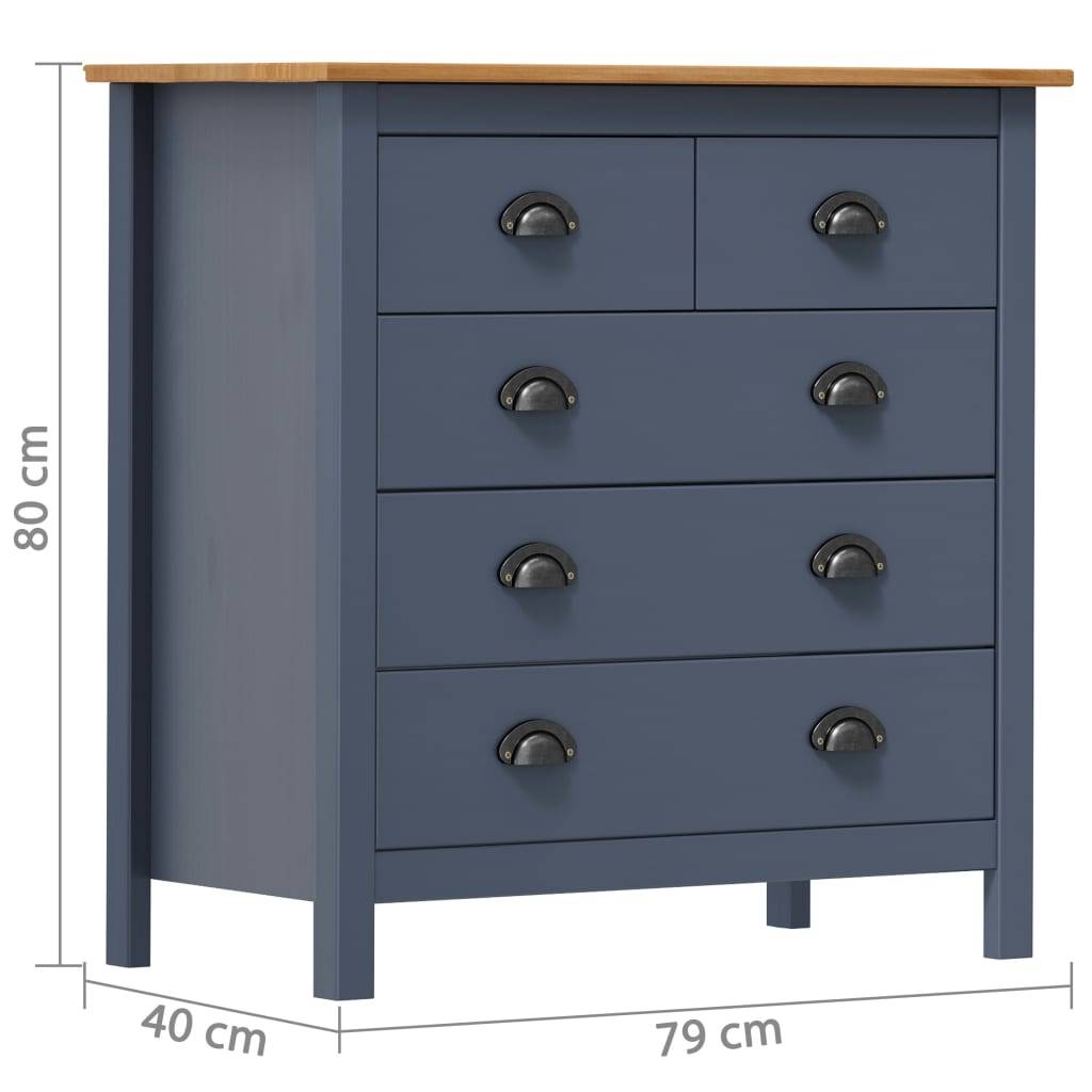 vidaXL Sideboard Hill Grau 79x40x80 cm Massivholz Kiefer