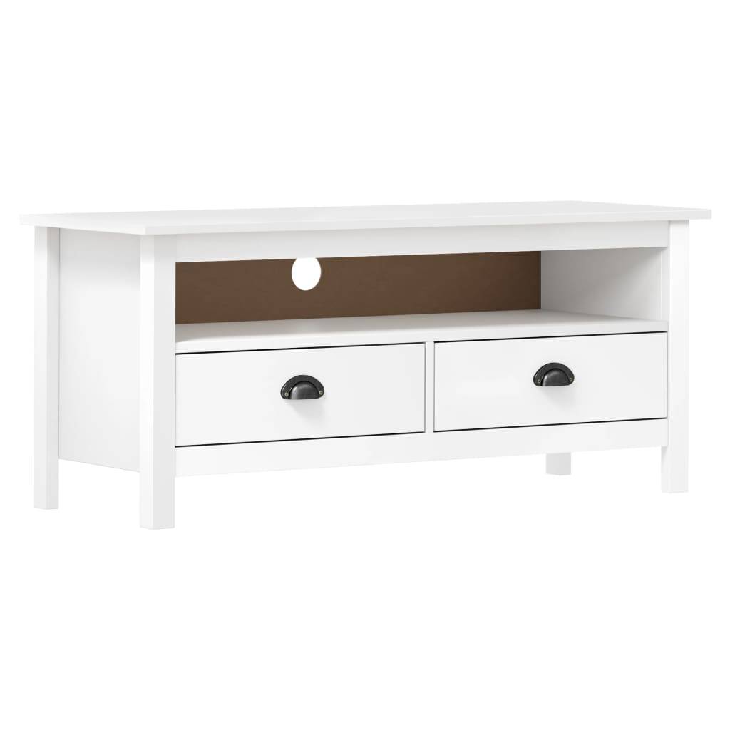 vidaXL TV-Schrank Hill Weiß 110x40x47 cm Massivholz Kiefer