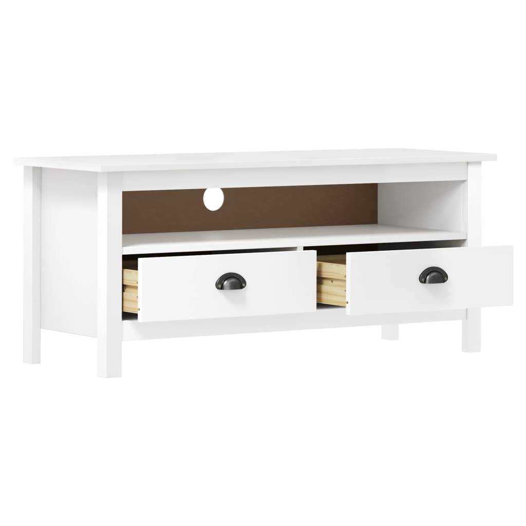 vidaXL TV-Schrank Hill Weiß 110x40x47 cm Massivholz Kiefer