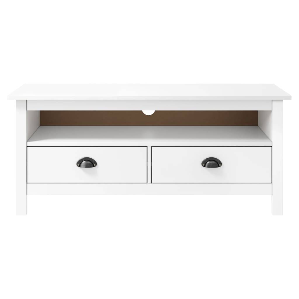 vidaXL TV-Schrank Hill Weiß 110x40x47 cm Massivholz Kiefer