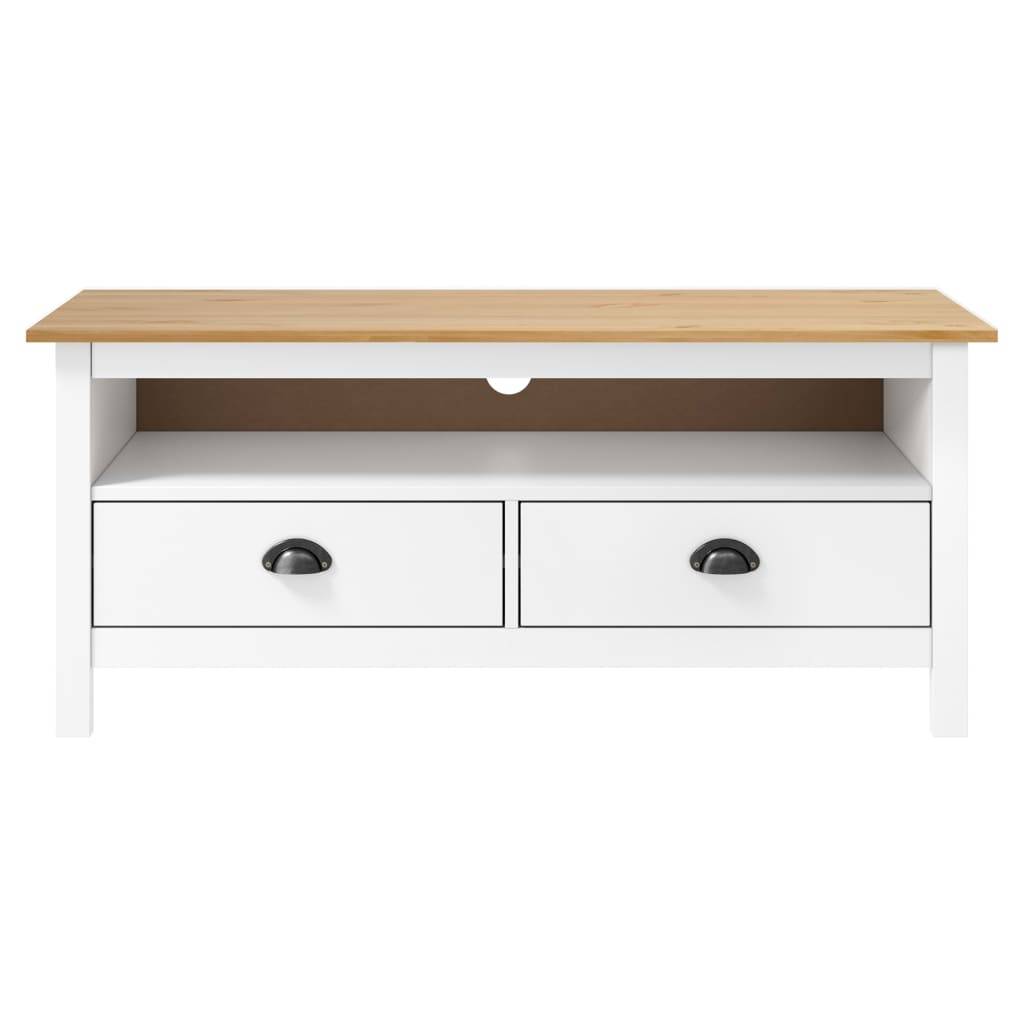 vidaXL TV-Schrank Hill Weiß 110x40x47 cm Massivholz Kiefer