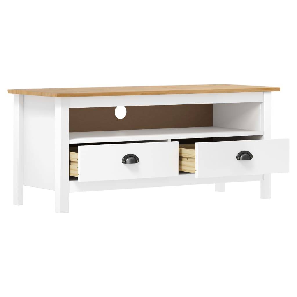 vidaXL TV-Schrank Hill Weiß 110x40x47 cm Massivholz Kiefer