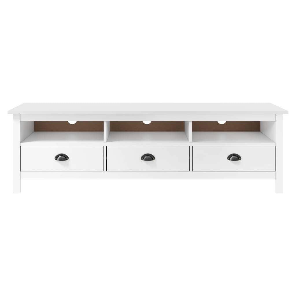 vidaXL TV-Schrank Hill Weiß 158x40x47 cm Massivholz Kiefer