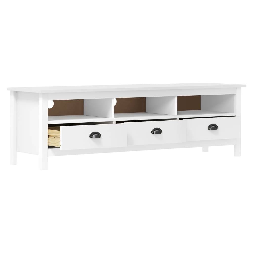 vidaXL TV-Schrank Hill Weiß 158x40x47 cm Massivholz Kiefer