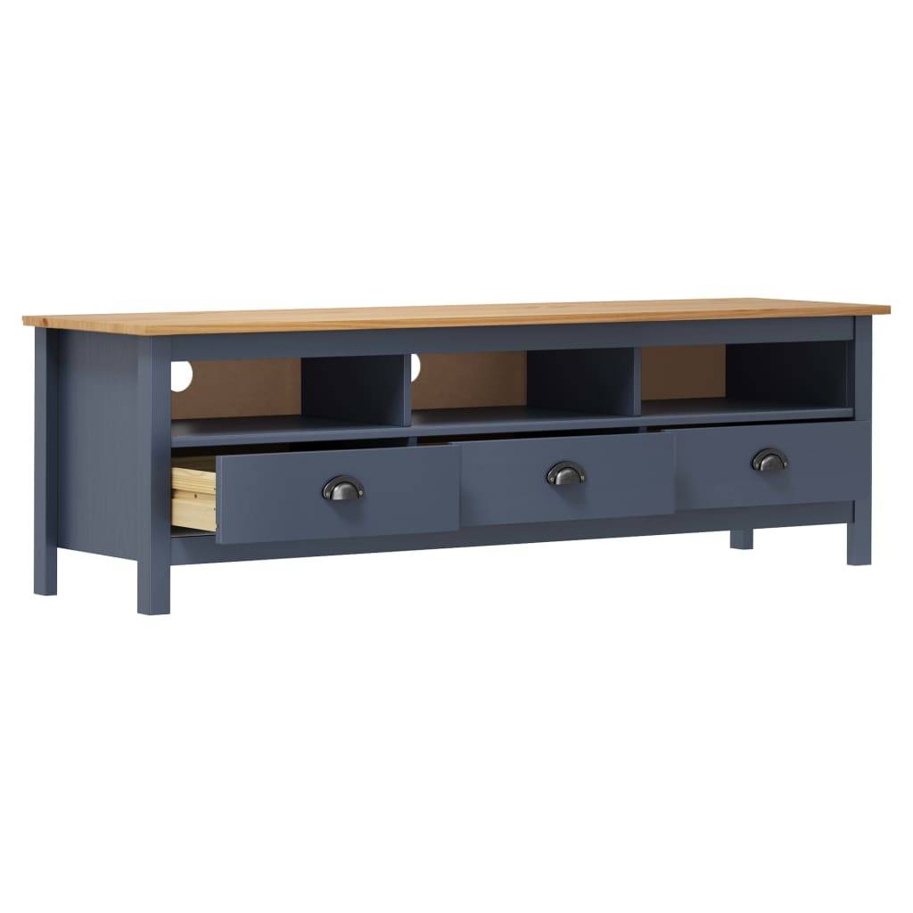 vidaXL TV-Schrank Hill Grau 158x40x47 cm Massivholz Kiefer