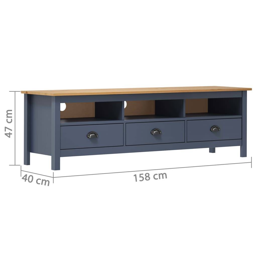 vidaXL TV-Schrank Hill Grau 158x40x47 cm Massivholz Kiefer