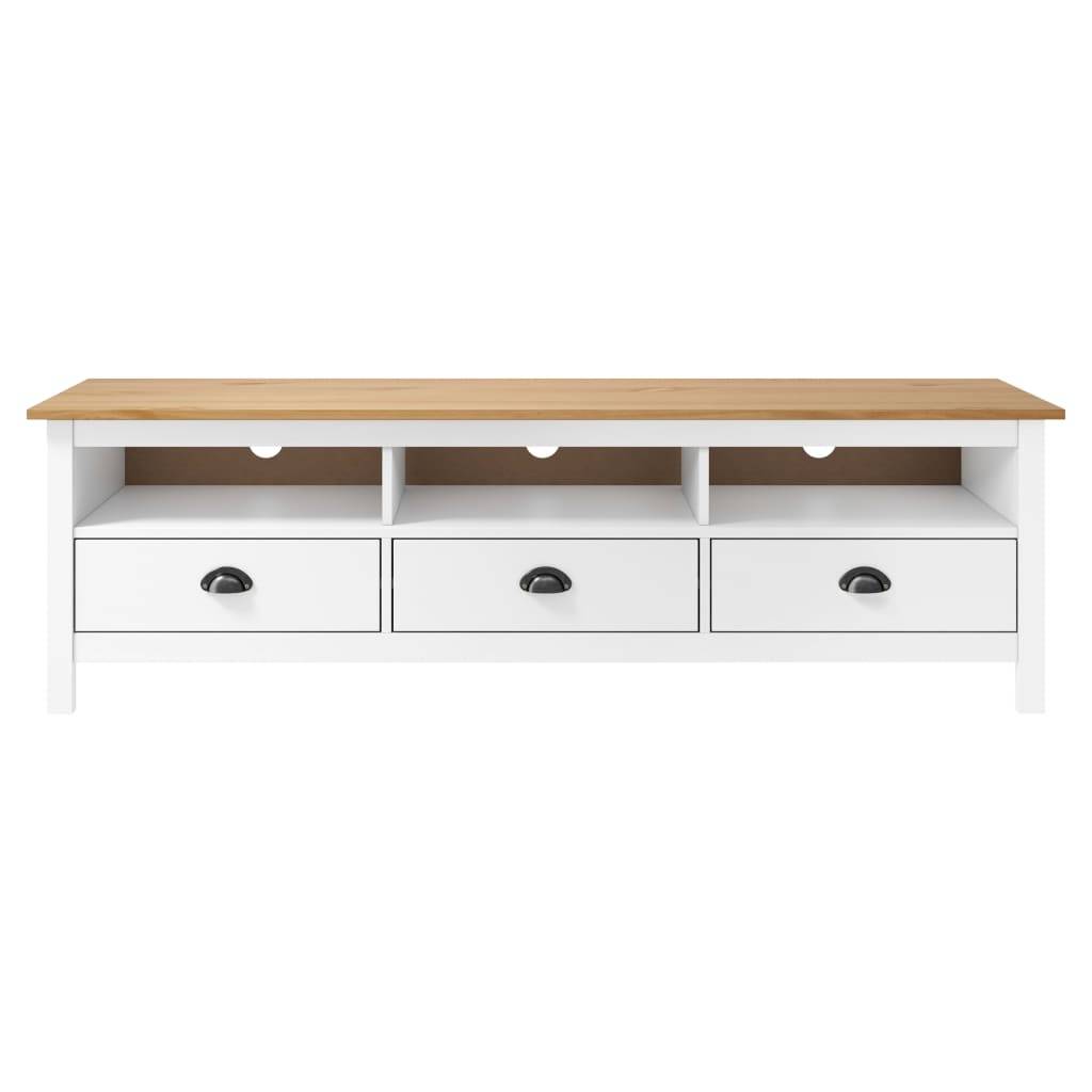 vidaXL TV-Schrank Hill Weiß 158x40x47 cm Massivholz Kiefer