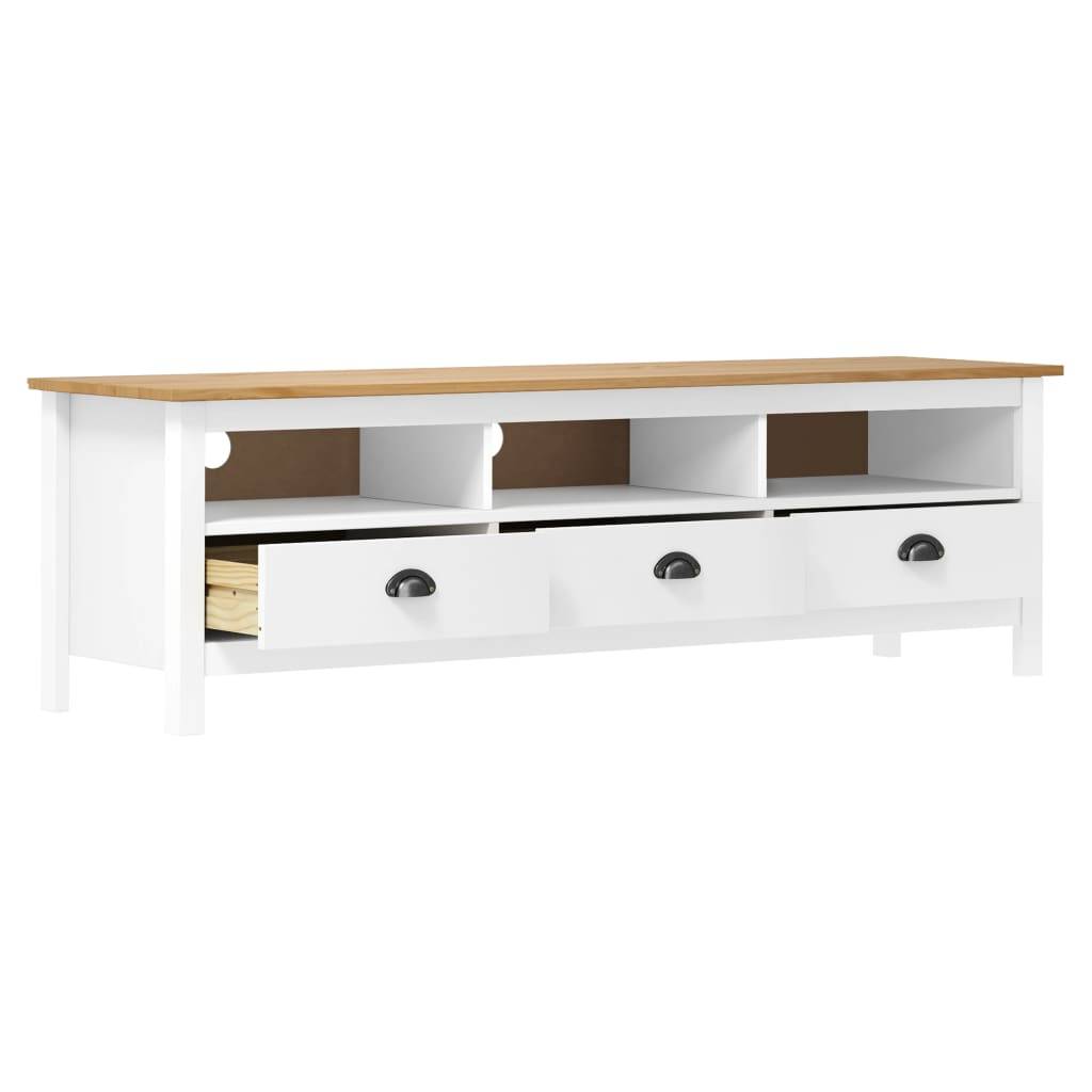 vidaXL TV-Schrank Hill Weiß 158x40x47 cm Massivholz Kiefer