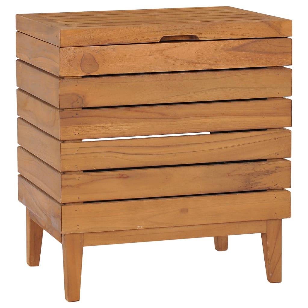 vidaXL Wäschekorb 40×30×45 cm Teak Massivholz