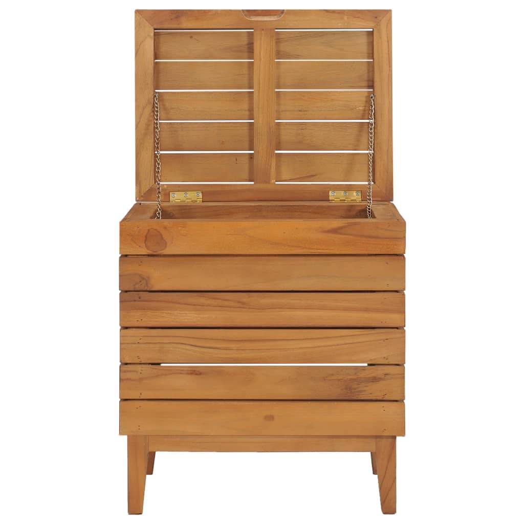vidaXL Wäschekorb 40×30×45 cm Teak Massivholz