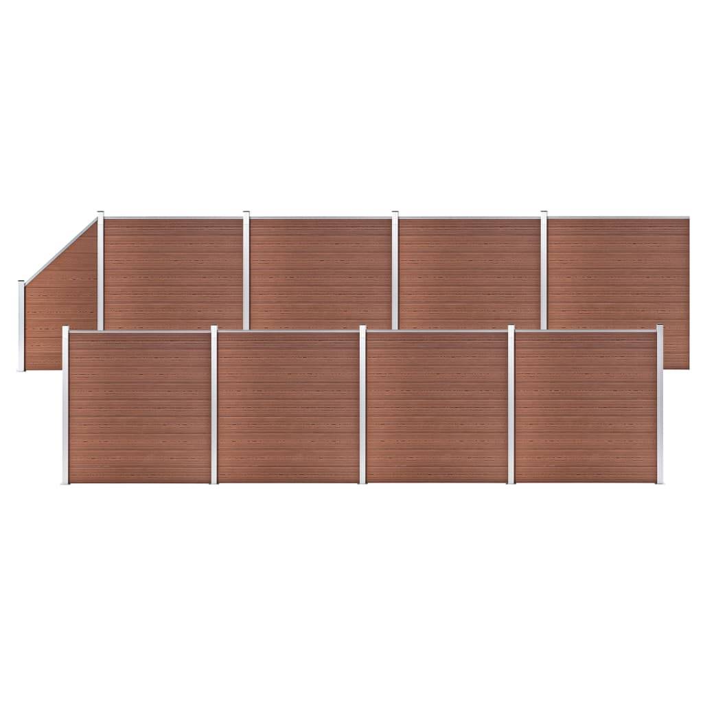 vidaXL WPC Zaun-Set 8 Quadrate + 1 Schräge 1484x186 cm Braun
