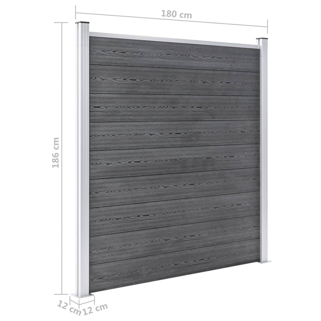 vidaXL WPC Zaun-Set 4 Quadrate + 1 Schräge 792x186 cm Grau