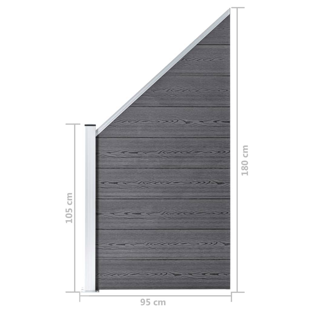 vidaXL WPC Zaun-Set 8 Quadrate + 1 Schräge 1484x186 cm Grau