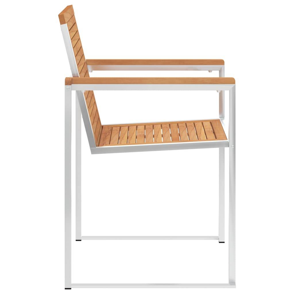 vidaXL Gartenstühle 2 Stk. Massivholz Teak und Edelstahl