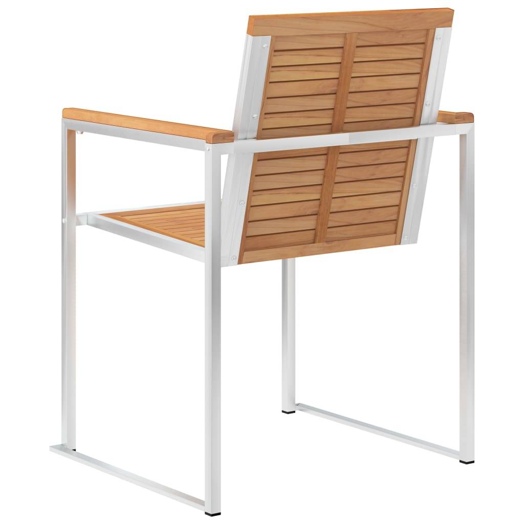 vidaXL Gartenstühle mit Kissen 2 Stk. Massivholz Teak und Stahl
