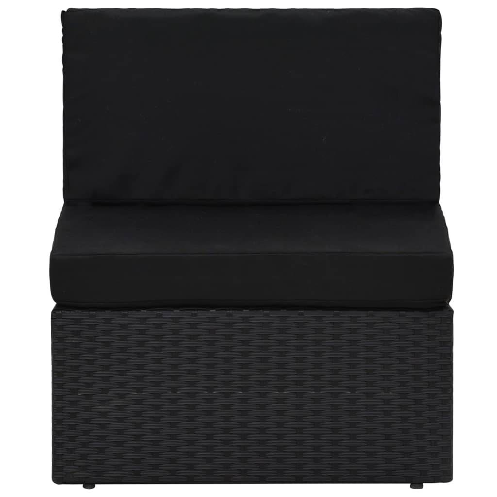 vidaXL 6-tlg. Garten-Lounge-Set mit Kissen Schwarz Poly Rattan
