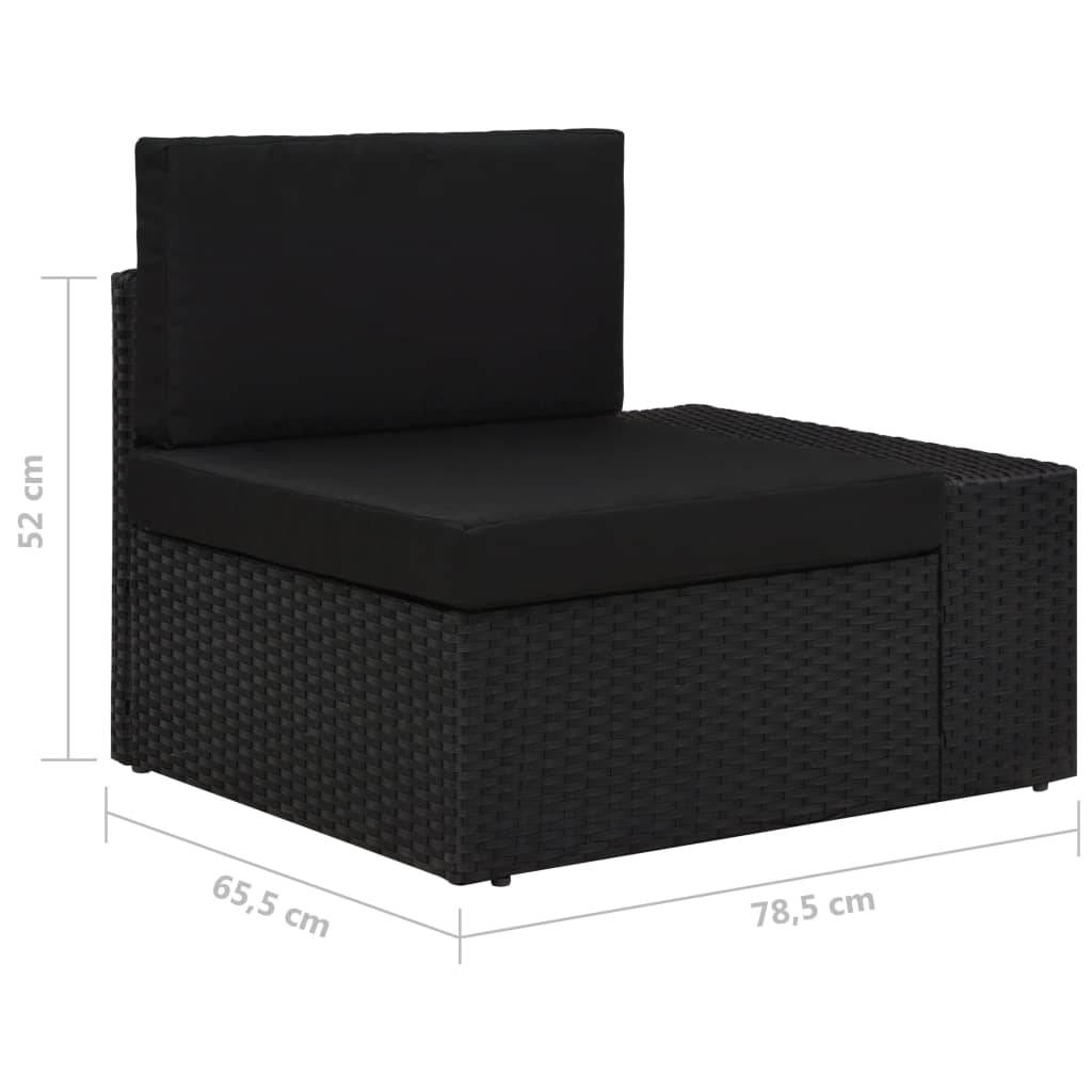 vidaXL Modulares 2-Sitzer-Sofa Poly Rattan Schwarz