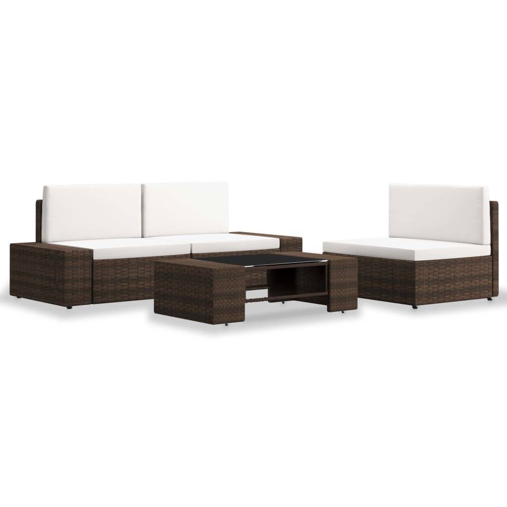 vidaXL 4-tlg. Garten-Lounge-Set Poly Rattan Braun