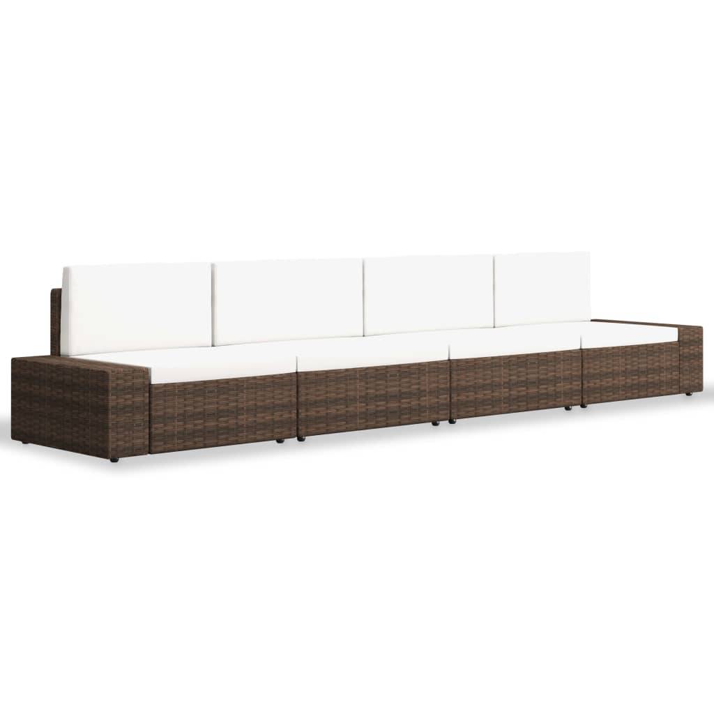 vidaXL 4-tlg. Garten-Lounge-Set Poly Rattan Braun