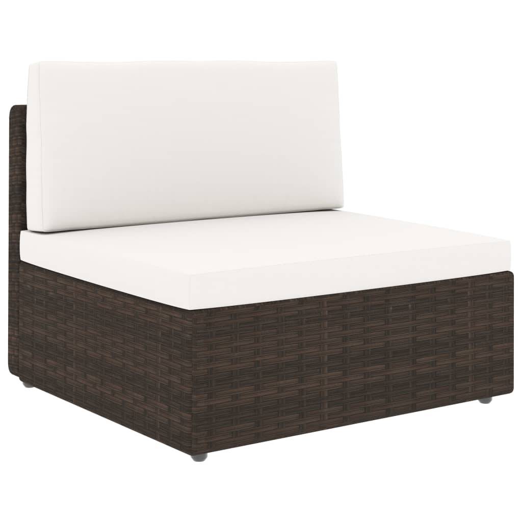 vidaXL 5-tlg. Garten-Lounge-Set mit Kissen Braun Poly Rattan