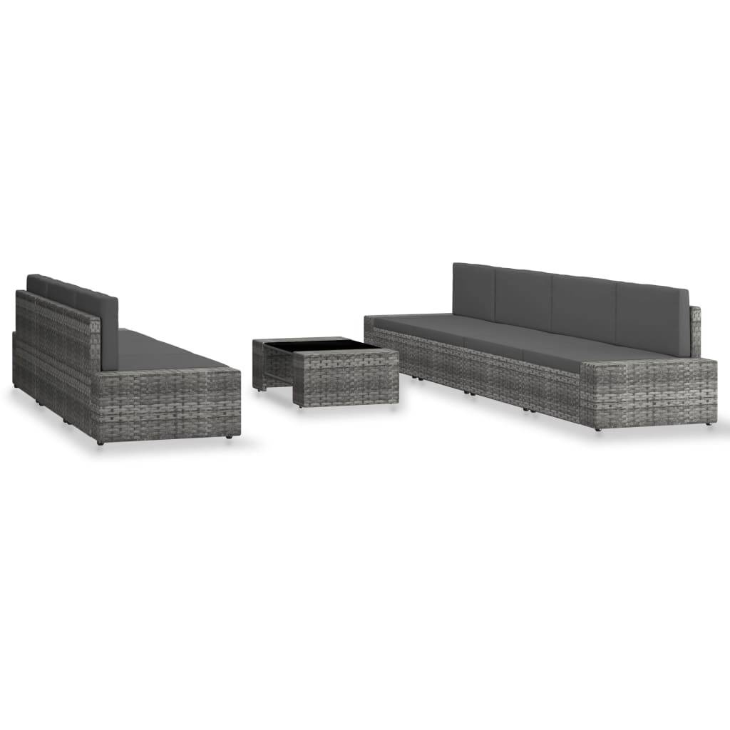 vidaXL 8-tlg. Garten-Lounge-Set Poly Rattan Grau