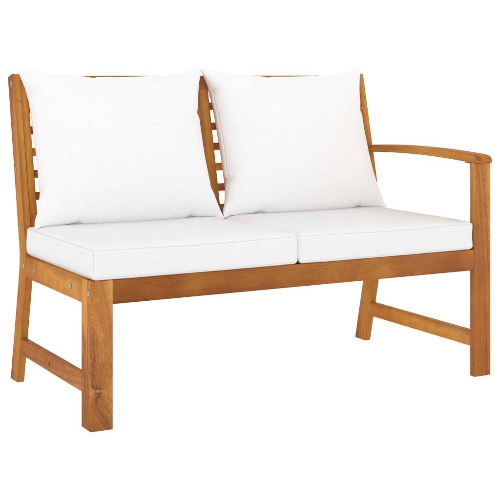 vidaXL 5-tlg. Garten-Lounge-Set mit Auflagen Creme Massivholz Akazie