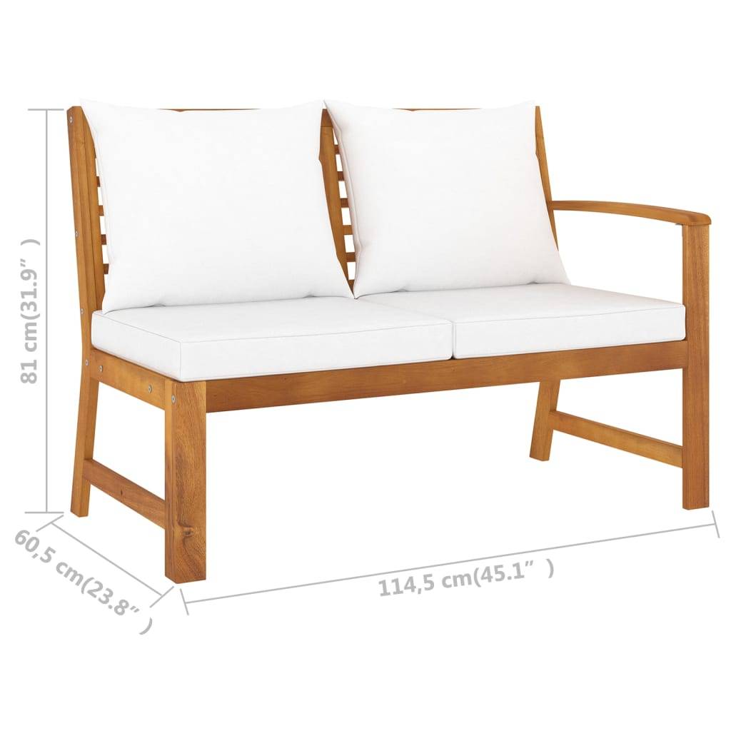 vidaXL 9-tlg. Garten-Lounge-Set mit Auflagen Creme Massivholz Akazie