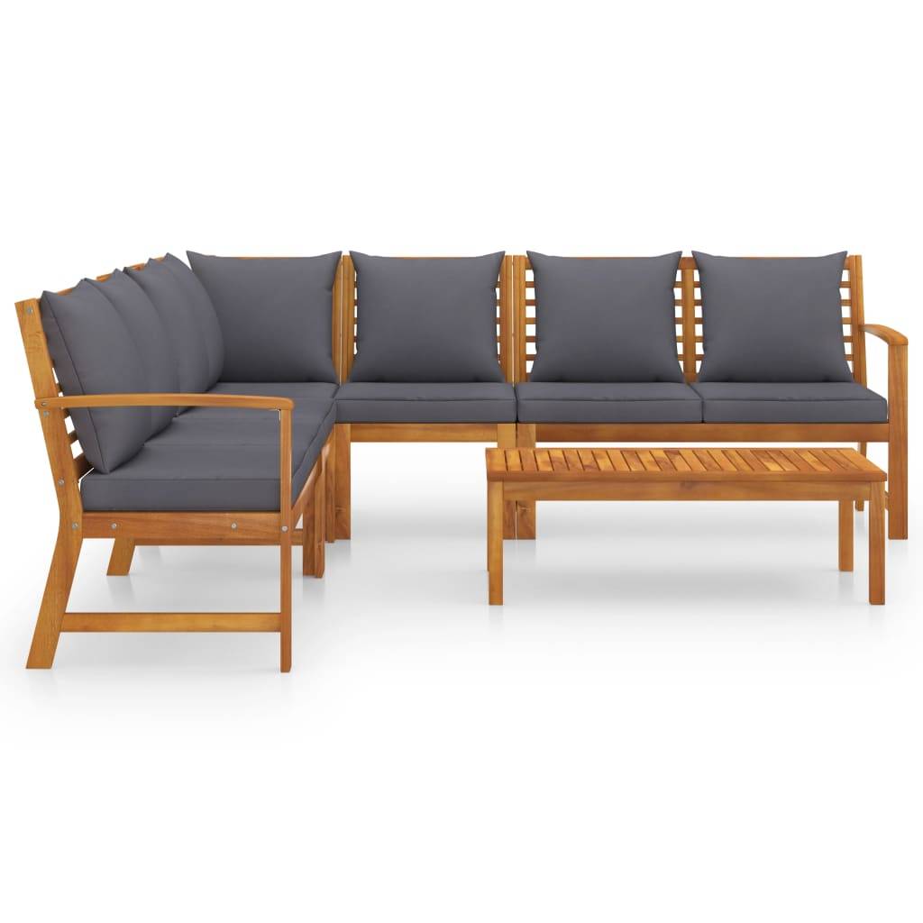 vidaXL 6-tlg. Garten-Lounge-Set mit Auflagen Massivholz Akazie