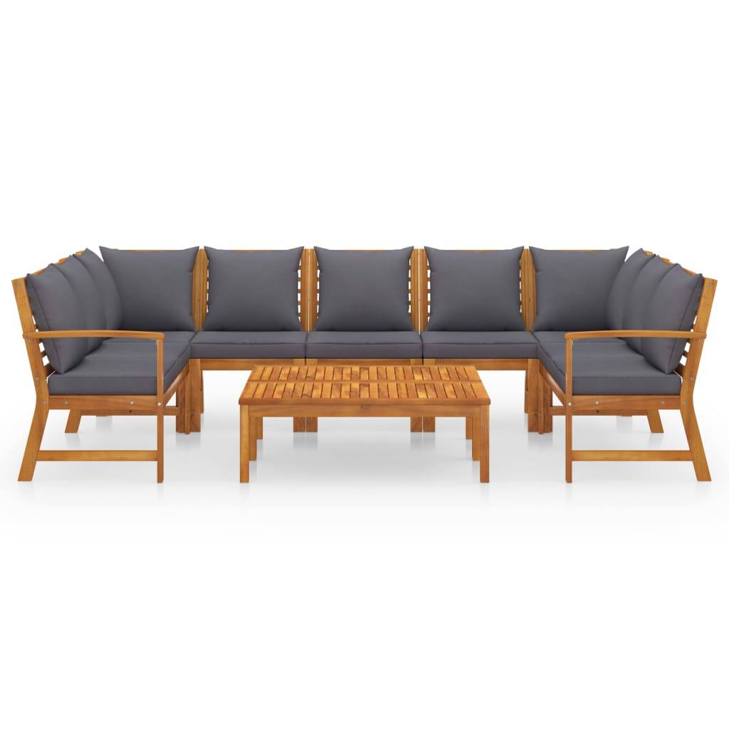 vidaXL 9-tlg. Garten-Lounge-Set mit Auflagen Massivholz Akazie