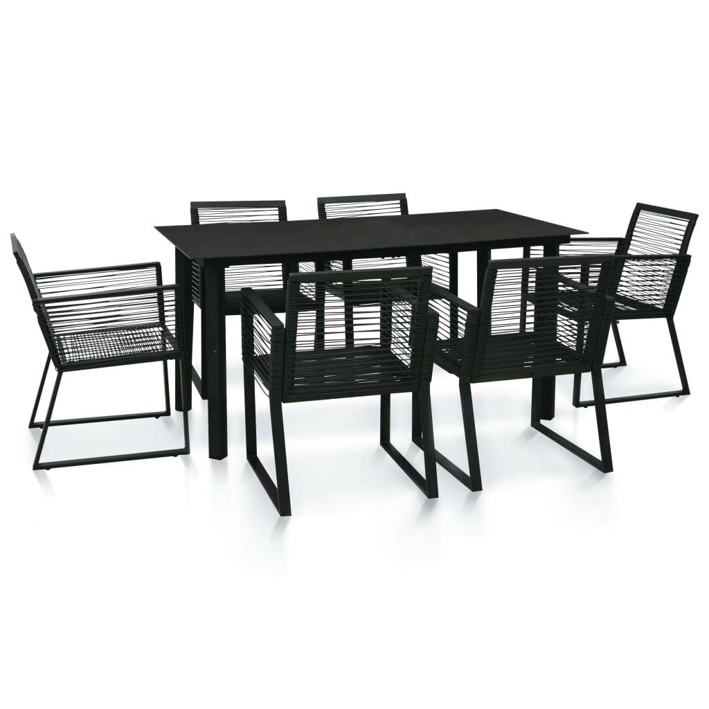 vidaXL 7-tlg. Garten-Essgruppe PVC Rattan Schwarz