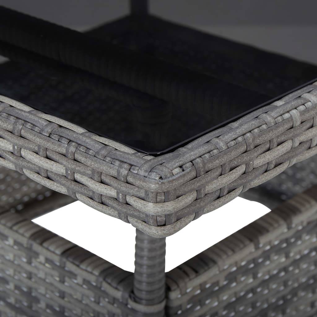 vidaXL 3-tlg. Garten-Essgruppe Grau Poly Rattan und Glas