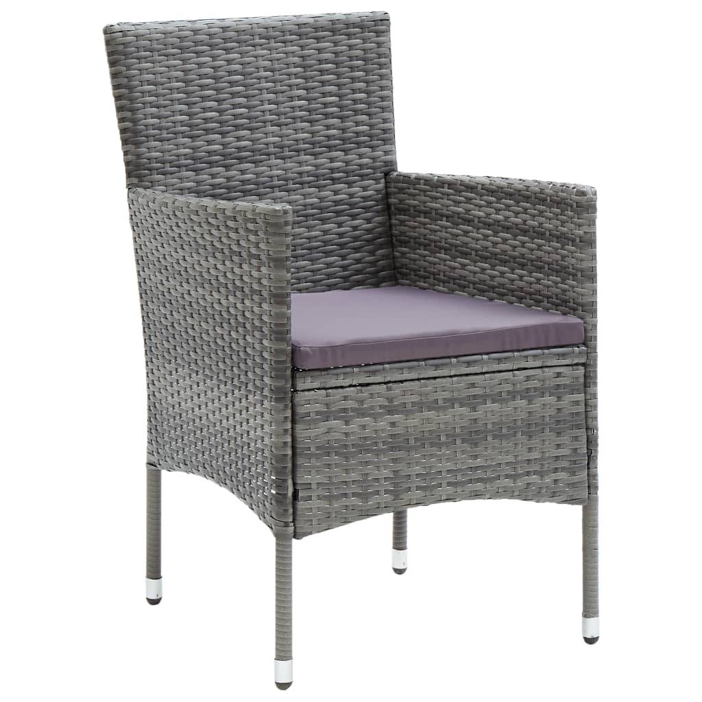 vidaXL Garten-Essstühle 4 Stk. Poly Rattan Grau
