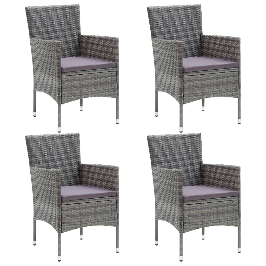 vidaXL Garten-Essstühle 4 Stk. Poly Rattan Grau