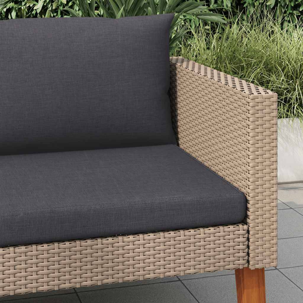 vidaXL 1-Sitzer-Gartensofa mit Auflagen Poly Rattan Beige