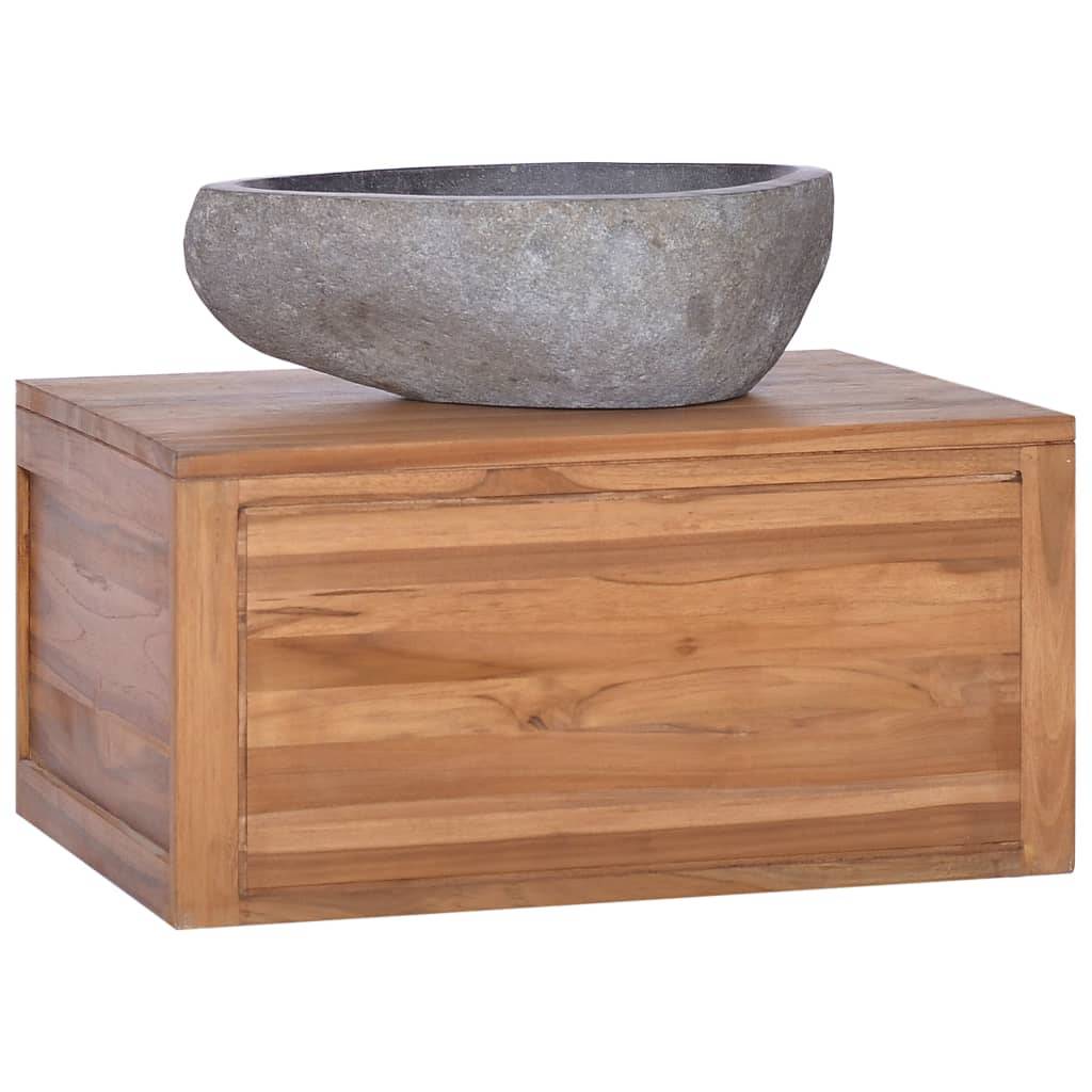 vidaXL Wand-Badschrank 60x45x30 cm Teak Massivholz