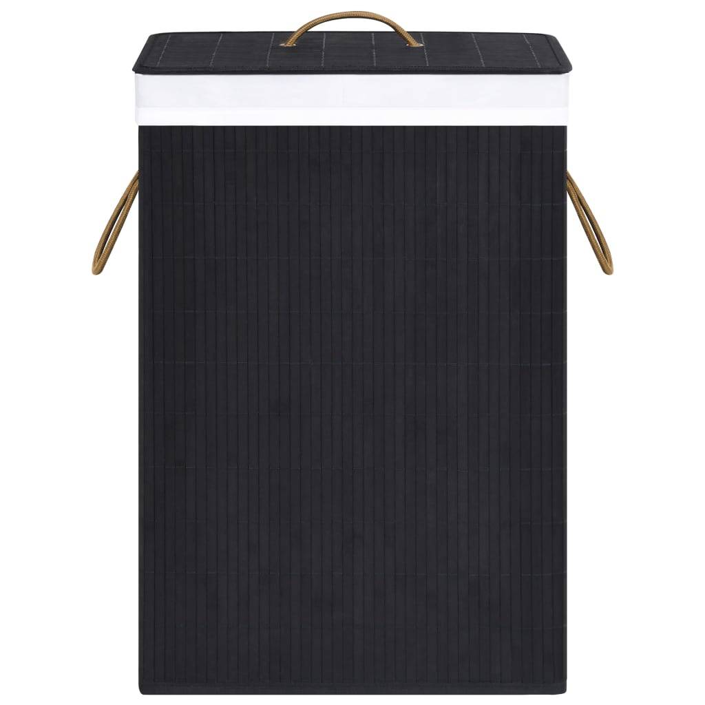 vidaXL Bambus-Wäschekorb mit 2 Fächern Schwarz 72 L
