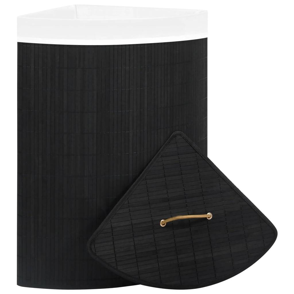 vidaXL Eck-Wäschekorb Bambus Schwarz 60 L