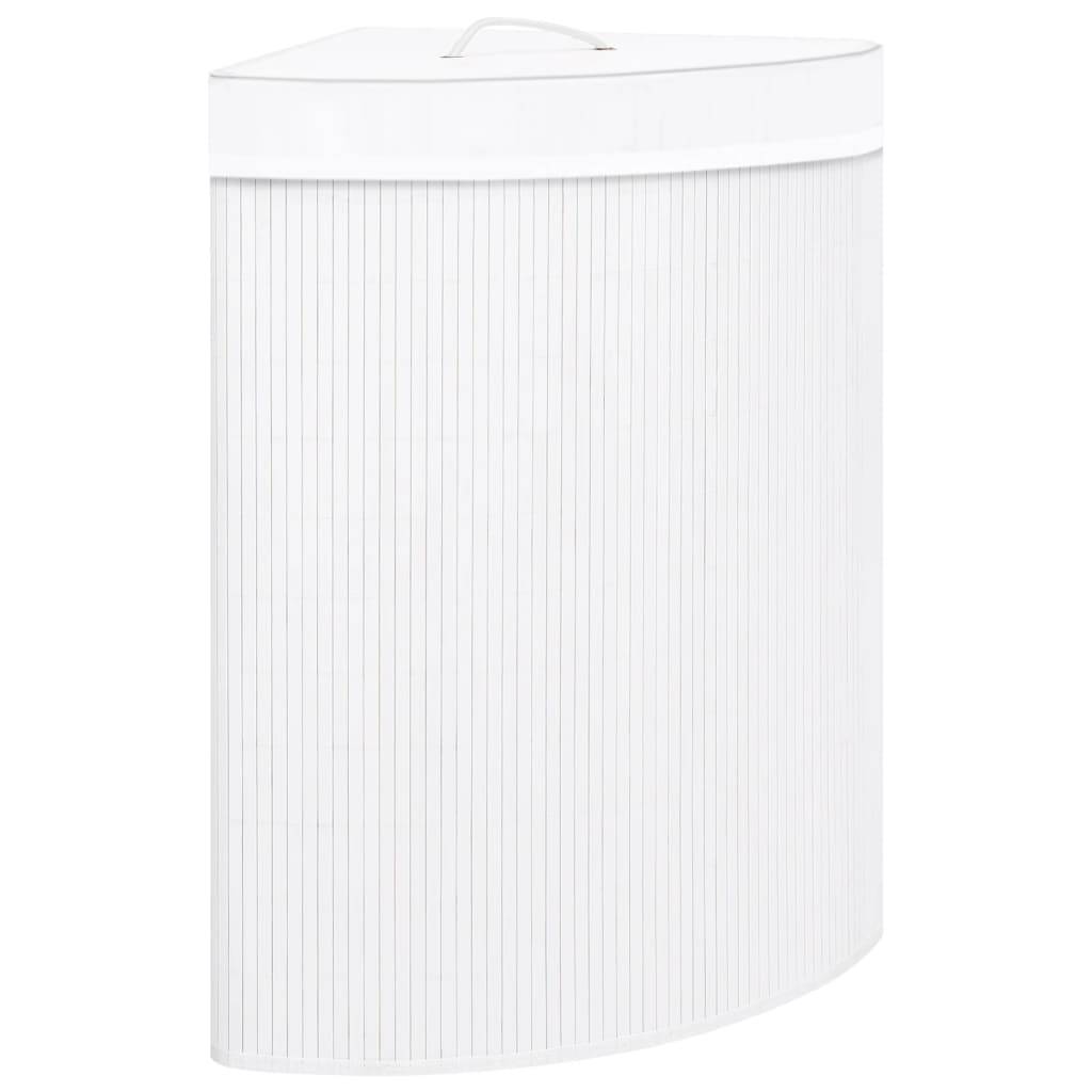vidaXL Eck-Wäschekorb Bambus Weiß 60 L