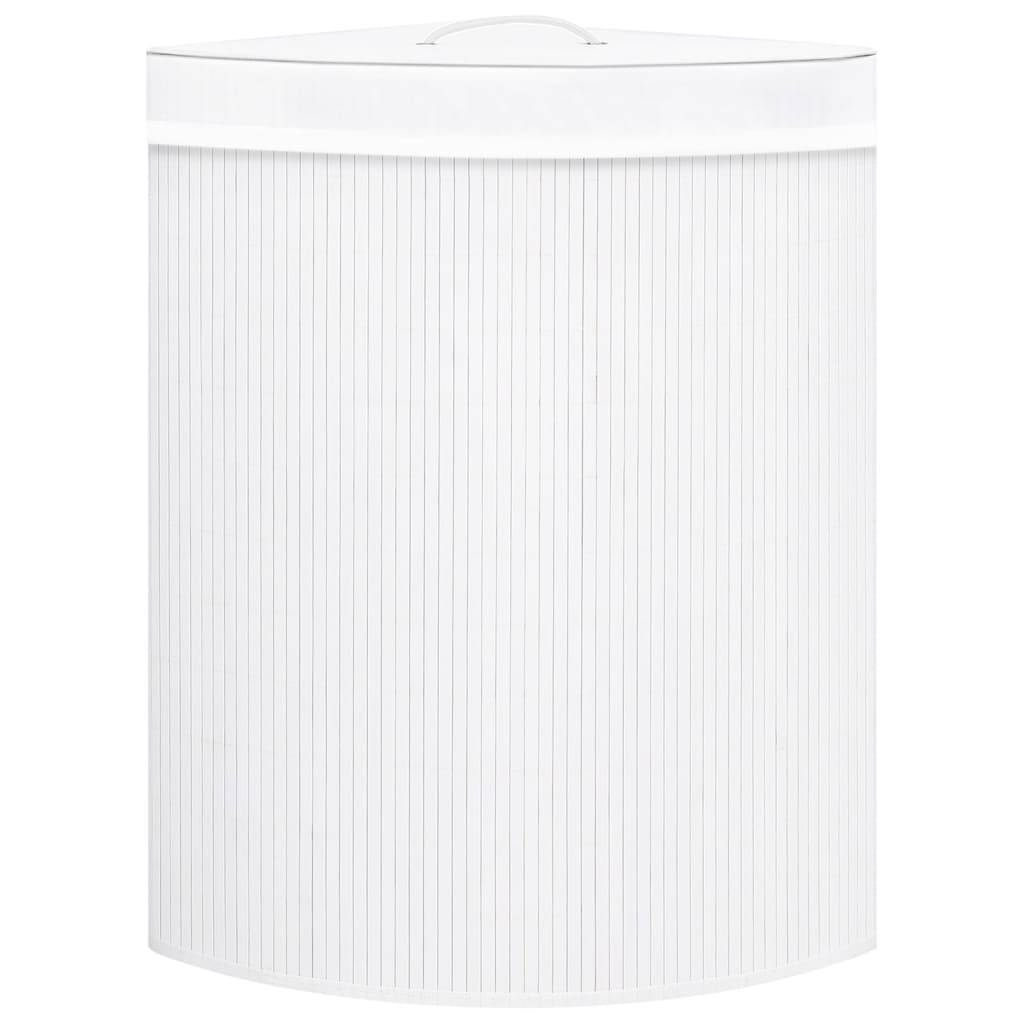 vidaXL Eck-Wäschekorb Bambus Weiß 60 L