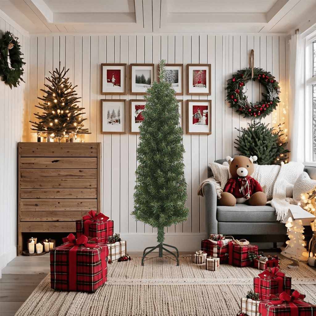 vidaXL Künstlicher Weihnachtsbaum Schlank mit Ständer Grün 180 cm PVC