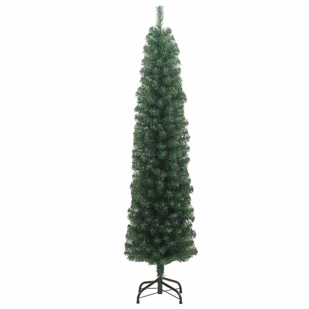 vidaXL Künstlicher Weihnachtsbaum Schlank mit Ständer Grün 180 cm PVC