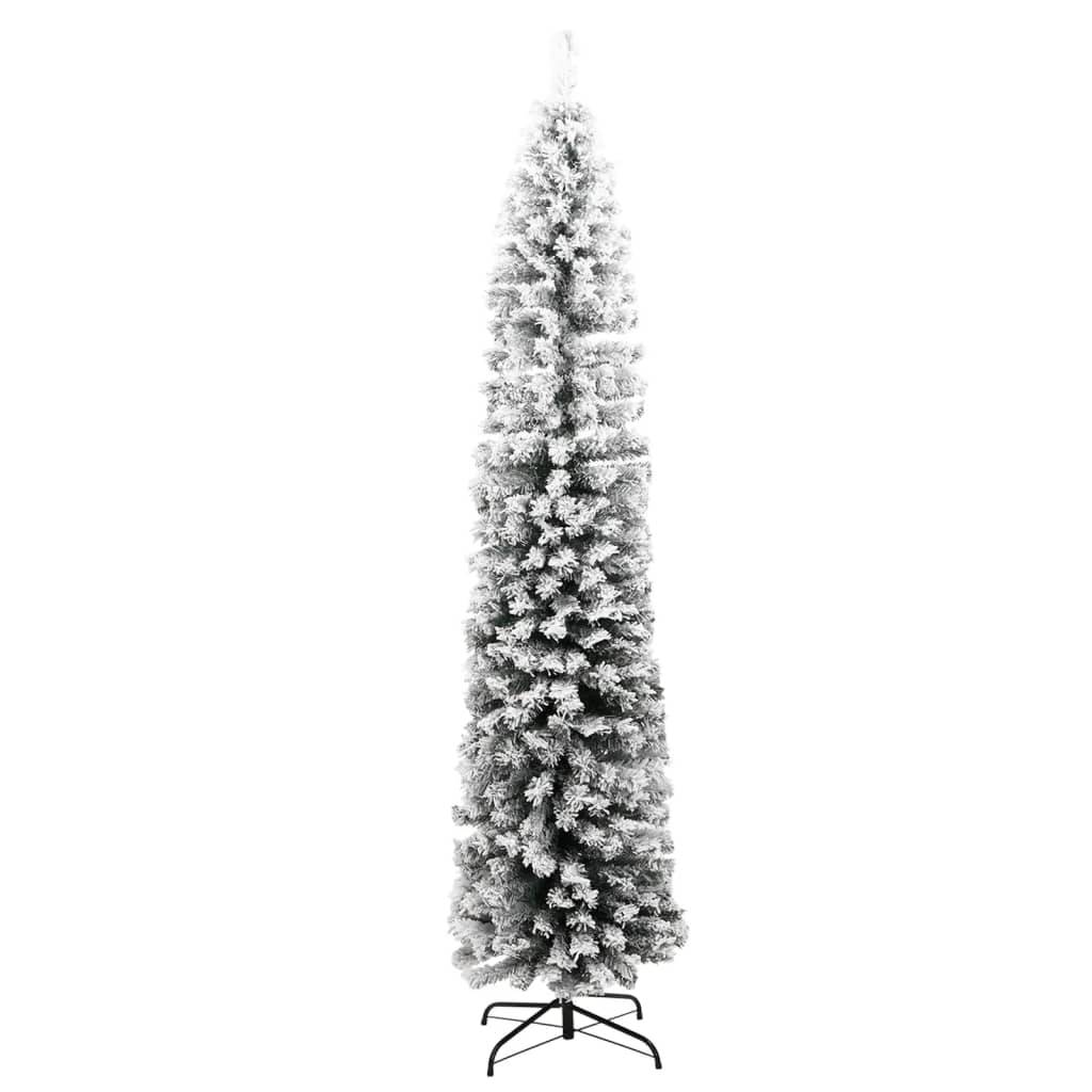 vidaXL Künstlicher Weihnachtsbaum Schlank mit Schnee Grün 180 cm PVC