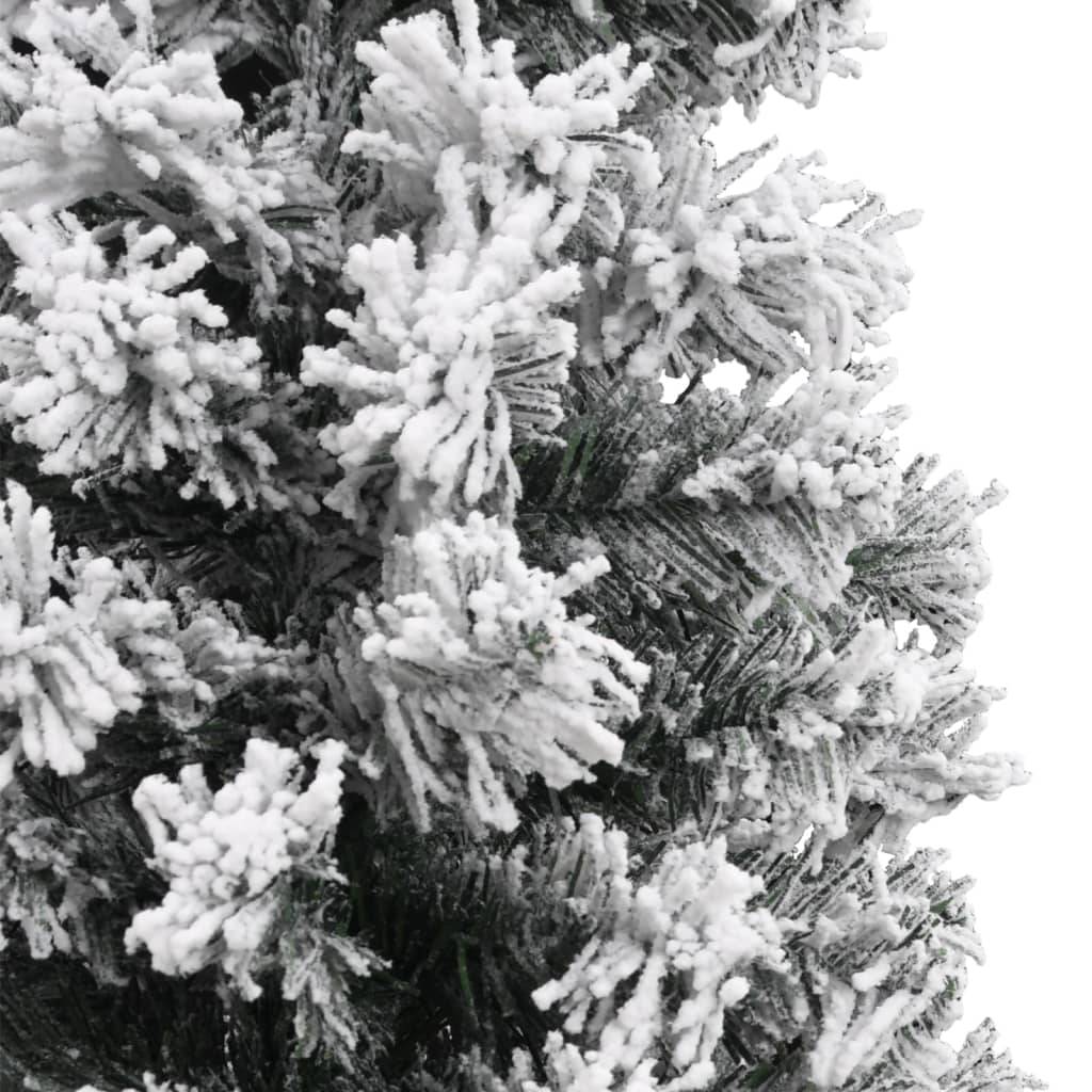 vidaXL Künstlicher Weihnachtsbaum Schlank mit Schnee Grün 210 cm PVC